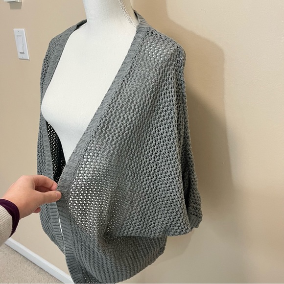 Kimchi Blue Loose Knit Open Cardigan - Drop Shoulder Grey - Picture 3 of 13